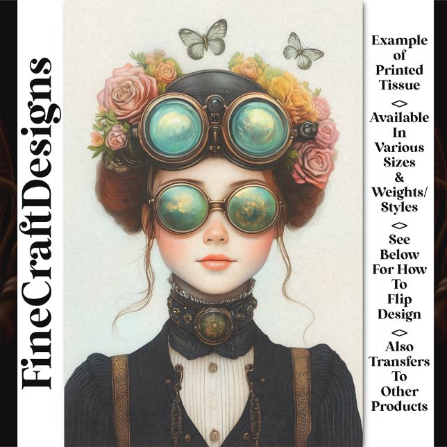 Cute Steampunk Girl With Flowers Z8 Decoupage Tissue Paper (Creator Uploaded)