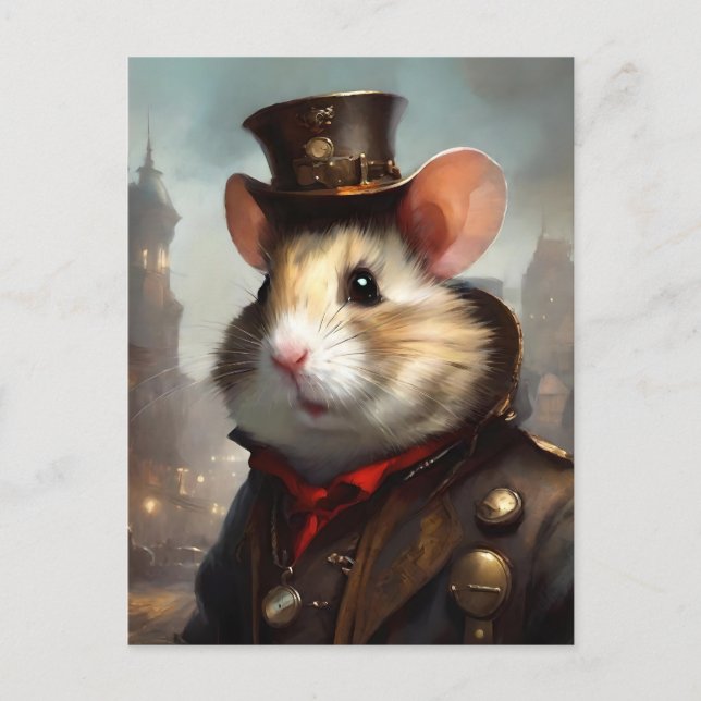 Cute Steampunk Hamster Postcard (Front)