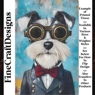 Cute Steampunk Schnauzer Dog, Bow Tie Z9 Decoupage Tissue Paper