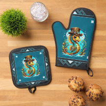 Cute steampunk seahorse with a stylish  hat.