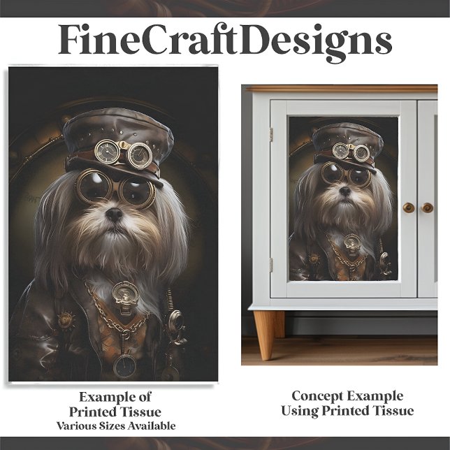 Cute Steampunk Shih Tzu Dog Painting D4R Decoupage Tissue Paper (Creator Uploaded)