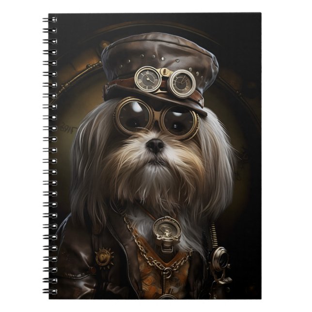 Cute Steampunk Shih Tzu Dog Painting D4R Novelty Notebook (Front)