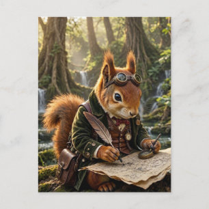 Cute Steampunk Squirrel Explorer Postcard