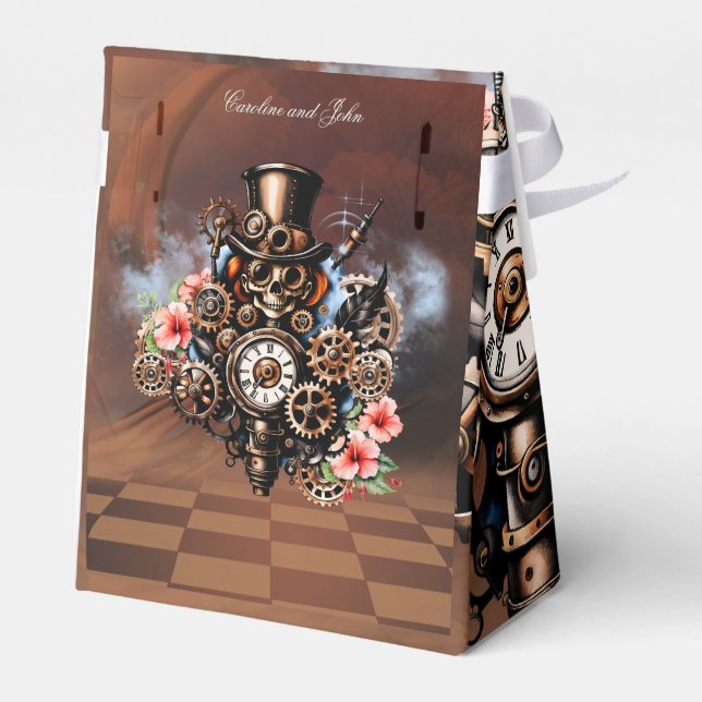 Cute steampunk women  favour box (Back Side)