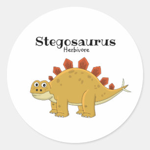 Cute Stegosaurus dinosaur cartoon drawing Classic Round Sticker