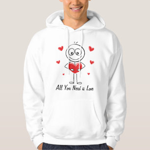 Cute Stick Figure All You Need Is Love Design Hoodie