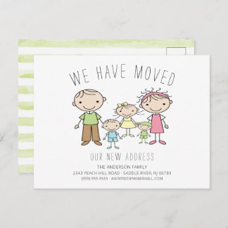 Cute Stick Figure Family Moving Announcement