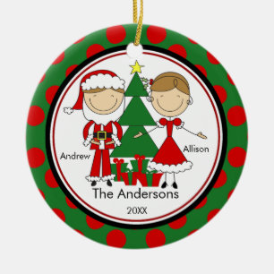 Cute Stick Figure Family of 2 Christmas Ornament