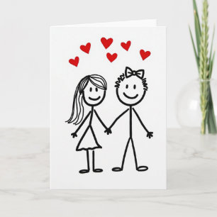 Cute Stick Figure Love Matte Card