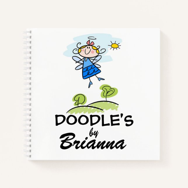 Cute Stick Figure Personalised Doodle Sketchbook  Notebook (Front)