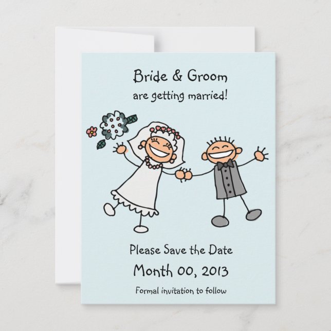 Cute Stick Figure Save the Date Cards (Front)