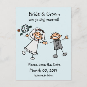 Cute Stick Figure Save the Date Postcards