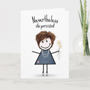 Cute Stick Girl in Denim Dress Inspiration  Card