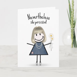 Cute Stick Girl in Denim Dress Inspiration Card
