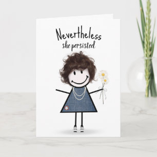 Cute Stick Girl in Denim Dress Inspiration  Card