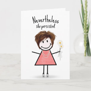 Cute Stick Girl in Gingham Dress Inspiration Card