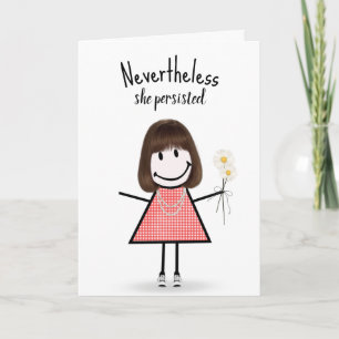 Cute Stick Girl in Gingham Dress Inspiration Card