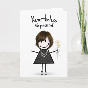 Cute Stick Girl in Sneakers with Quote Card