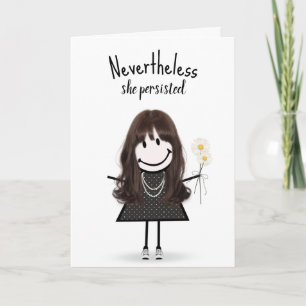 Cute Stick Girl in Sneakers with Quote Card