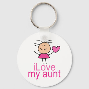 Cute Stick Girl Love My Aunt Gift Key Ring