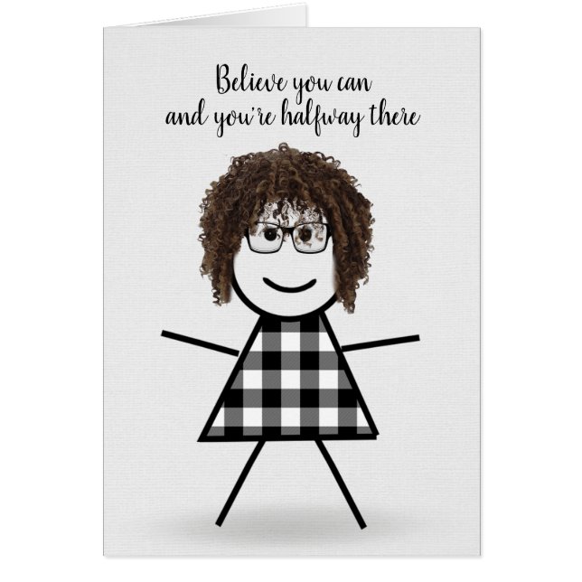 Cute Stick Girl with Hair and Quote (Front)