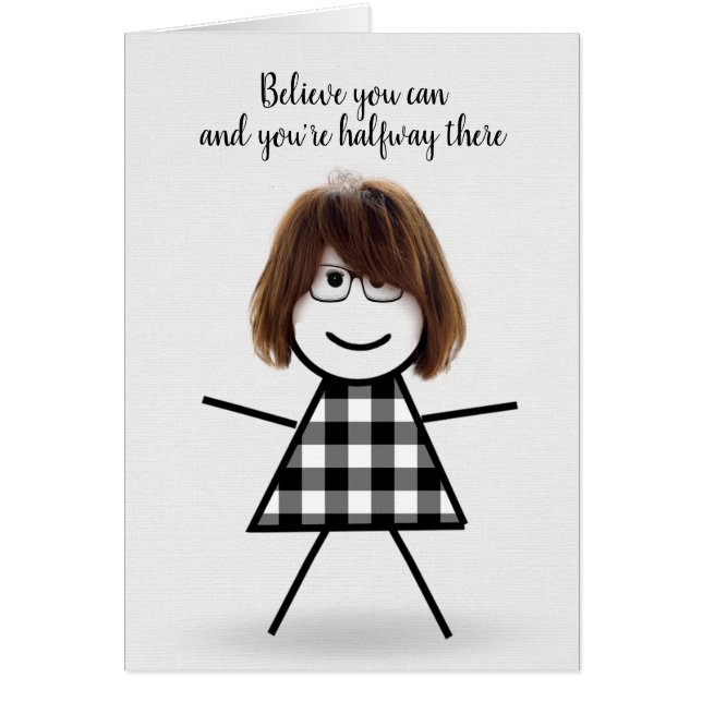 Cute Stick Girl with Hair and Quote (Front)