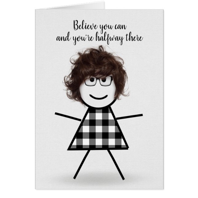 Cute Stick Girl with Hair and Quote (Front)