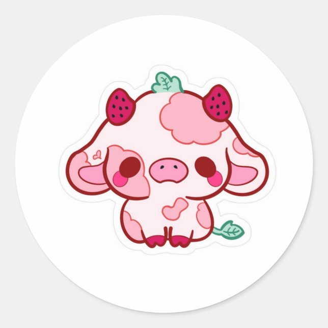 cute stiker cow  classic round sticker (Front)