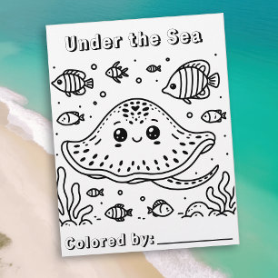 Cute Sting Ray in the Sea Kid's Colouring Page