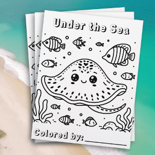 Cute Sting Ray in the Sea Kid's Colouring Page