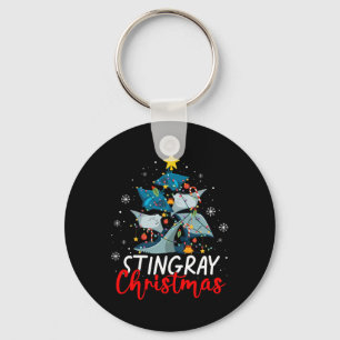Cute Stingray Christmas Tree Pajama Matching Costu Key Ring