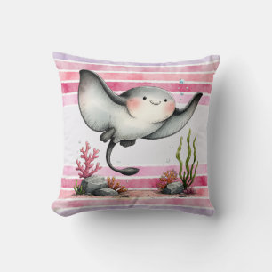 Cute Stingray Underwater Kids’ Beach Design Cushion