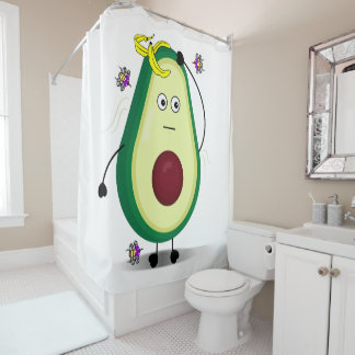 Cute Stinky Avocado Cartoon Shower Curtain