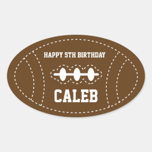 Cute Stitched Football Baby Shower Birthday Party Oval Sticker