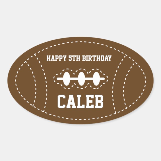 Cute Stitched Football Baby Shower Birthday Party Oval Sticker (Front)