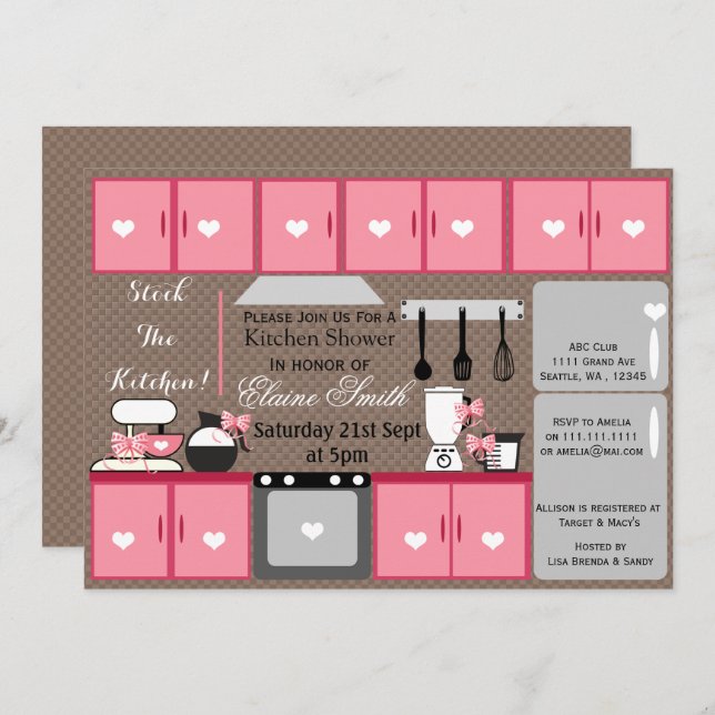 Cute stock the kitchen Bridal shower Invite (Front/Back)