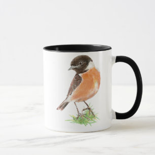 Cute Stonechat,, Watercolor Bird Collection Mug