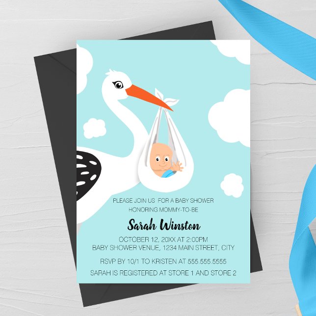 Cute Stork Baby Shower Invitation (Creator Uploaded)