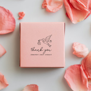 Cute Stork Doodle Baby Shower Thank You Rubber Stamp