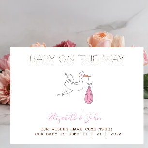 Cute Stork Girl Announcement Postcard