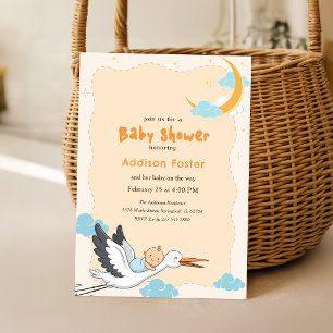 Cute Stork Special Delivery Baby Shower Invitation
