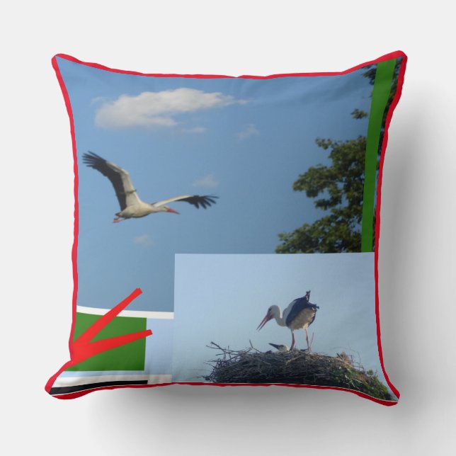 Cute Storks Collage Throw Pillow (Front)