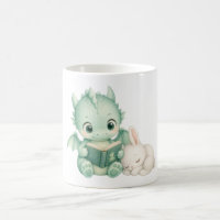 Cute Storybook Baby Dragon Bunny Reading Book