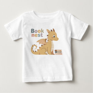 Cute Storybook Book Nest Baby Dragon Reading T-Shirt