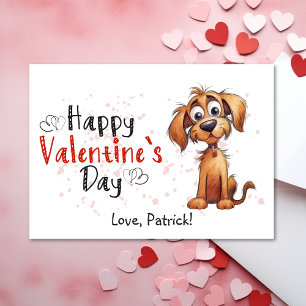 Cute Storybook Puppy Happy Valentines  Holiday Card