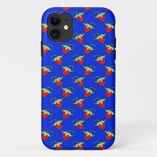 Cute Straberry Pattern On Blue Case-Mate iPhone Case (Back)