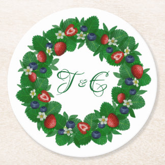 Cute Strawberries and Blueberries Wreath Coasters
