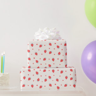 Cute Strawberries Love Berry Hearts Valentines Wrapping Paper