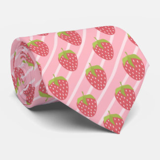Cute Strawberries pattern and stripes Tie