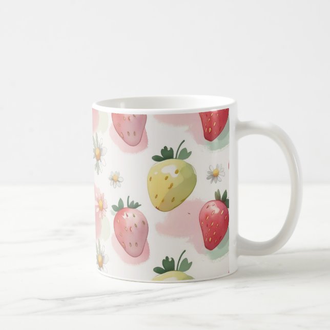 Cute strawberries rainbow birthday party coffee mug (Right)